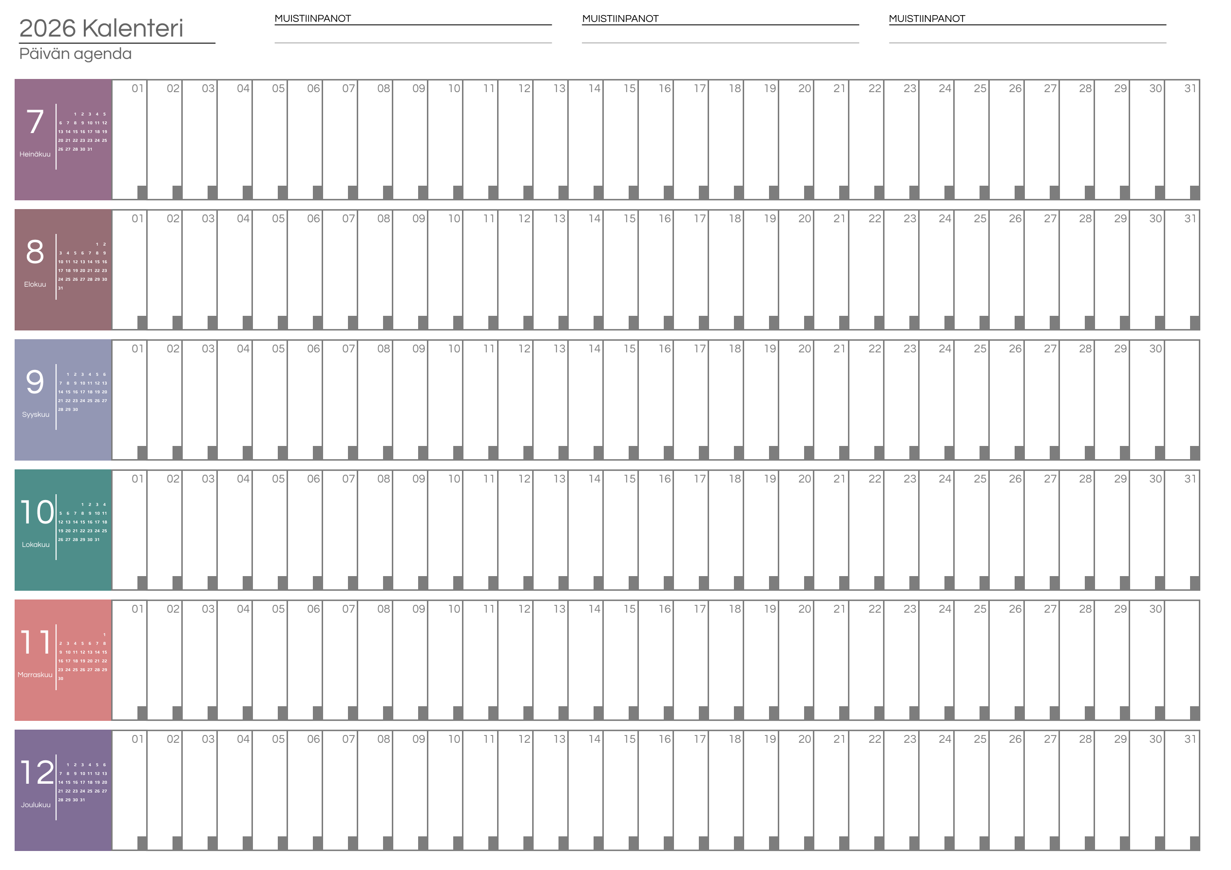 Puolivuosikalenteri 2026 Moderni Design